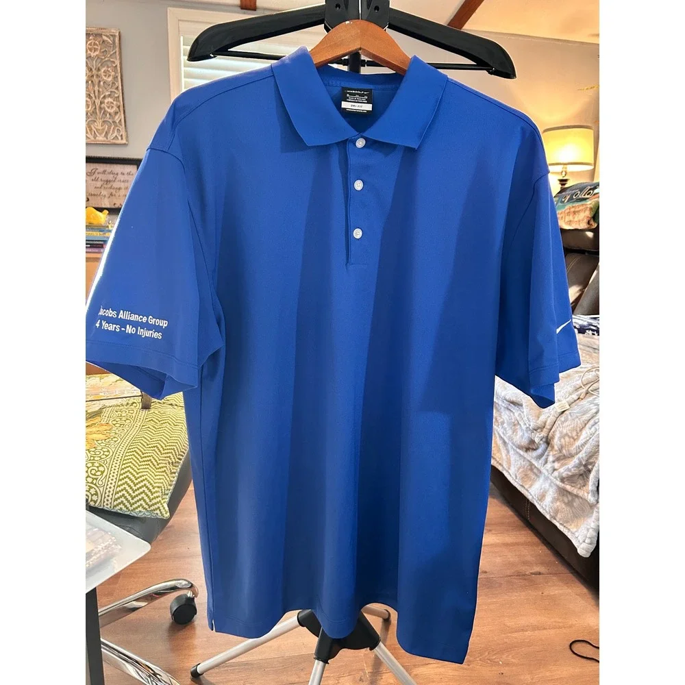 NIKE GOLF DRI-FIT Mens Polo Shirt Royal Blue XL Jacobs Alliance Group Embroidery